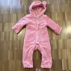 モコモコ　ぬいぐるみスーツ　ロンパース　スリーパー　ピンク 80