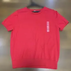 試着のみ　UNIQLO UVカット クルーネックセーター 半袖 レッド Sのサムネイル