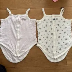 【良品】前開きキャミソールロンパース　メッシュ素材　2枚組