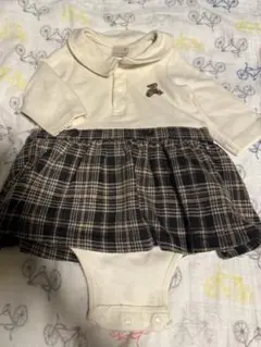 petit main ベビー ロンパース チェック柄 くま