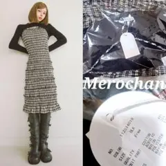 ダーリッチ ニットレイヤードチェックミディワンピース ブラック フリー