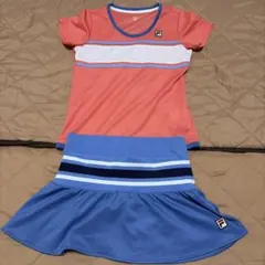 FILA レディーステニスウェア セットアップコーラル トップスM×スカート Lのサムネイル