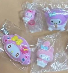 マイメロディ　ガチャガチャ3点＋ヘアクリップセット