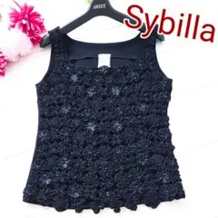 Sybilla シビラ 黒 花 伸縮性あり 美品のサムネイル