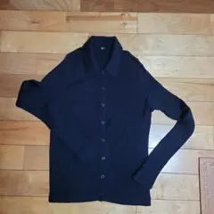 UNIQLO 黒 リブ編み 長袖セーター