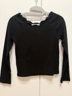 mystic ブラック スカラップネック ニット