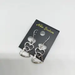 ハート　ビジュー　ピアス シルバー