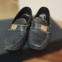 ブラックレザー ローファー ゴールドバックル