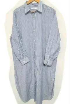 Discoat ストライプ シャツワンピース ロング 綿100 羽織り 春夏