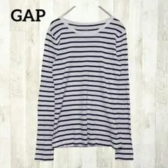 ギャップ 長袖Ｔシャツ カットソー S ホワイト 白 紺 ボーダー ロンT 定番