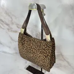 ボッテガヴェネタ ハンドバック レオパード柄 ナイロン ブラウン