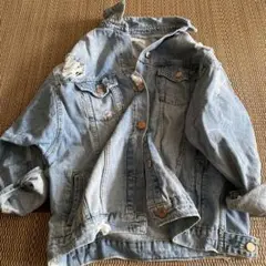 ZARA オーバーサイズ ダメージデニムジャケット ライトブルー USA M
