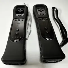 【動作良好】Wiiリモコン 2個セット（モーションプラス・ジャケット付）ブラック
