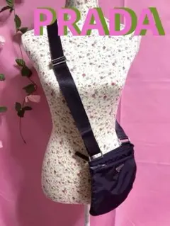 ギャラ付き❣️プラダ 三角プレート ナイロン 斜め掛け ショルダーバッグ ブラック