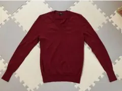 UNIQLO Vネックニット 長袖 ボルドー M