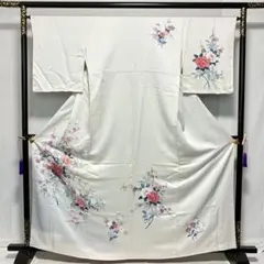 D993 訪問着　三越　花模様　正絹　着物　袷　しつけ糸付き未使用極美品のサムネイル