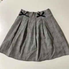 【evelyn 】エブリンリボン付き チェック柄 フレアスカート