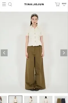 PINUE ダブルタックチノパンツ ベージュ xsサイズ - メルカリ