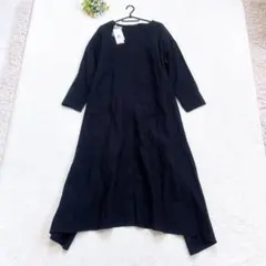 新品 コンジェペイエアデュートリステス リネン ロングワンピース リボン 黒 M