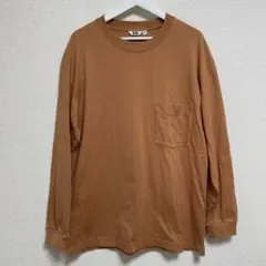 UNIQLO U クルーネックT 長袖 オレンジ M 胸ポケット 袖リブのサムネイル