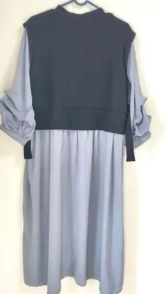 グレー 長袖カットソーワンピース Lサイズ