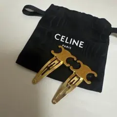 CELINE スナップ ヘアクリップ 2つセット / ゴールドフィニッシュ