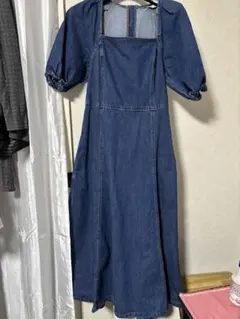 （美品）ZARA デニム パフスリーブ ワンピース Sサイズ