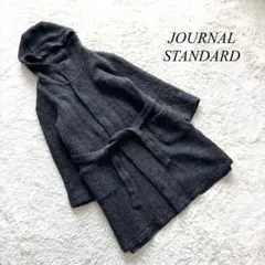 【ジャーナルスタンダード】ウールコート　フード　チャコールグレー　リボン