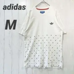 アディダス　TシャツMサイズ　ドットプリント　バックプリント　ヒョウ柄　ホワイト