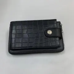 新品 ブラック 黒 財布付きスマホショルダーバッグ クロコダイル柄 縦型 C6
