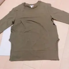 体型カバー❣️スウェットシャツ スリッ 長袖 Lサイズ　緑　オリーブ