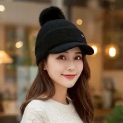 ニット帽　ビーニー　アウトドア　耳当て　極暖　冬　防寒　スキー　スノボ　ブラック