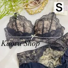 ノンワイヤー　ブラジャーショーツセット S　スモークパープル 盛れる 脇高 楽