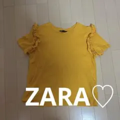 ZARA フリルスリーブ Tシャツ イエロー 半袖トップス