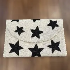星柄ビーズ刺繍クラッチバッグ