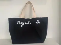 アニエスベー リバーシブルトート 黒/白 ロゴ コットン A4収納可 大容量