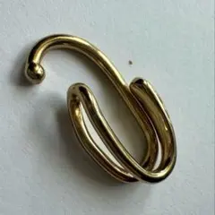 超美品　レディース ユニセックス ダブルライン イヤーカフ　ゴールド