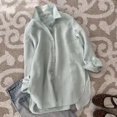 美品☆ BARNYARDSTORMリネンシャツ オーバーシャツ ミントグリーン