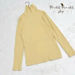 【 アウィーエフ】ハイネック　リブ織　黄色　イエロー　長袖　カジュアル