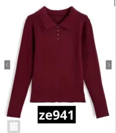 GRL ダブルカラーリブニットトップス[ze941] レッド F 美品