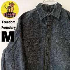 USA古着 FreedomFoundary　ネルシャツM　ダークグレー