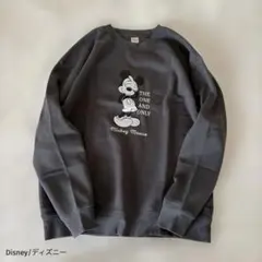 Disneyミッキーマウス刺繍デザインクルーネックスウェット