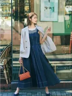 美品　OBLI デニムワンピース ネイビー サイズ０ 美品 OBLI デニムワンピース ネイビー サイズ0 - メルカリ