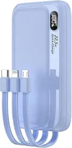 モバイルバッテリー 【20000mAh大容量・最大5台同時充電】３本ケーブル内蔵