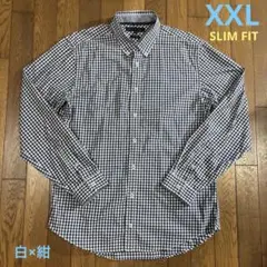 TOMMY HILFIGER メンズ長袖BDシャツXXL／スリムフィット