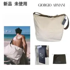 【新品】GIORGIO ARMANI エンボスロゴ 麻 ショルダーバッグのサムネイル