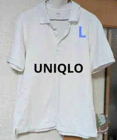 UNIQLO　メンズ　半袖　ポロシャツ　L　ホワイト　白　ユニクロのサムネイル