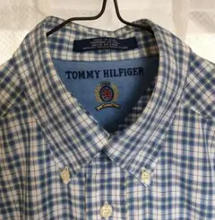 TOMMY HILFIGER 半袖シャツ M 青系 チェック柄