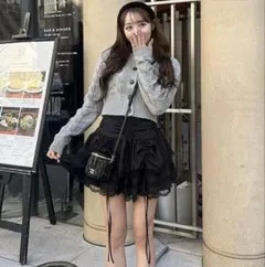 Darich Random Ruffle Mini Skirt Black