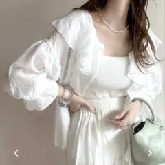2WAYラッフルフリルビッグカラーブラウス